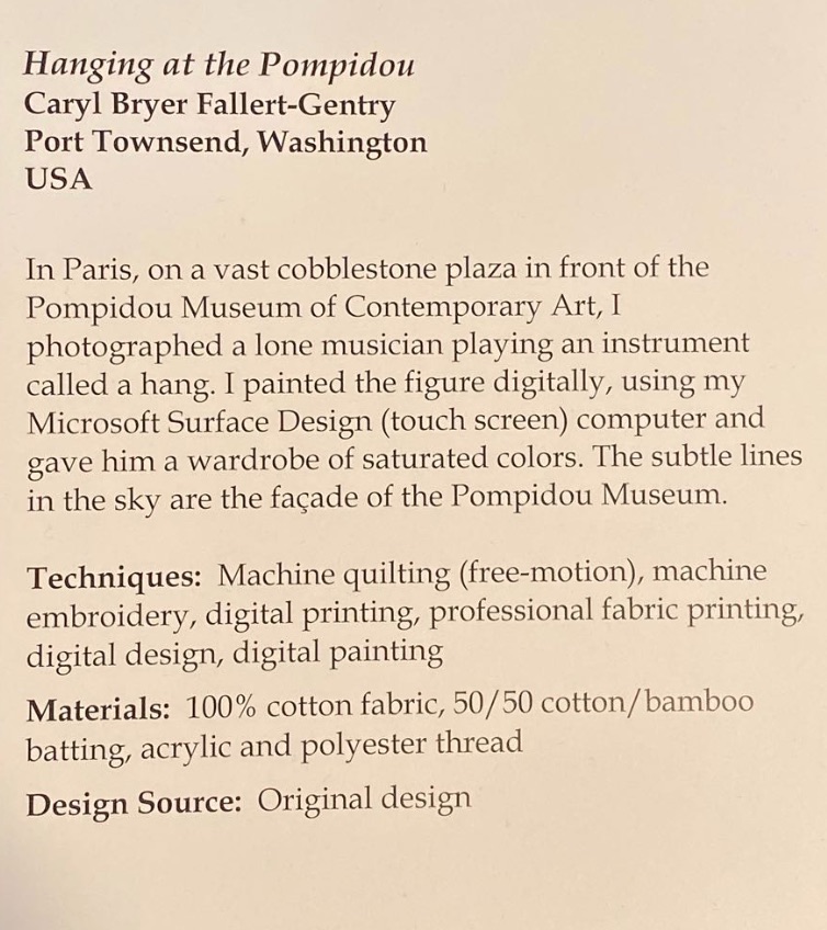 "Hanging at the Pompidou" by Caryl Bryer Fallert-Gentry - Sign